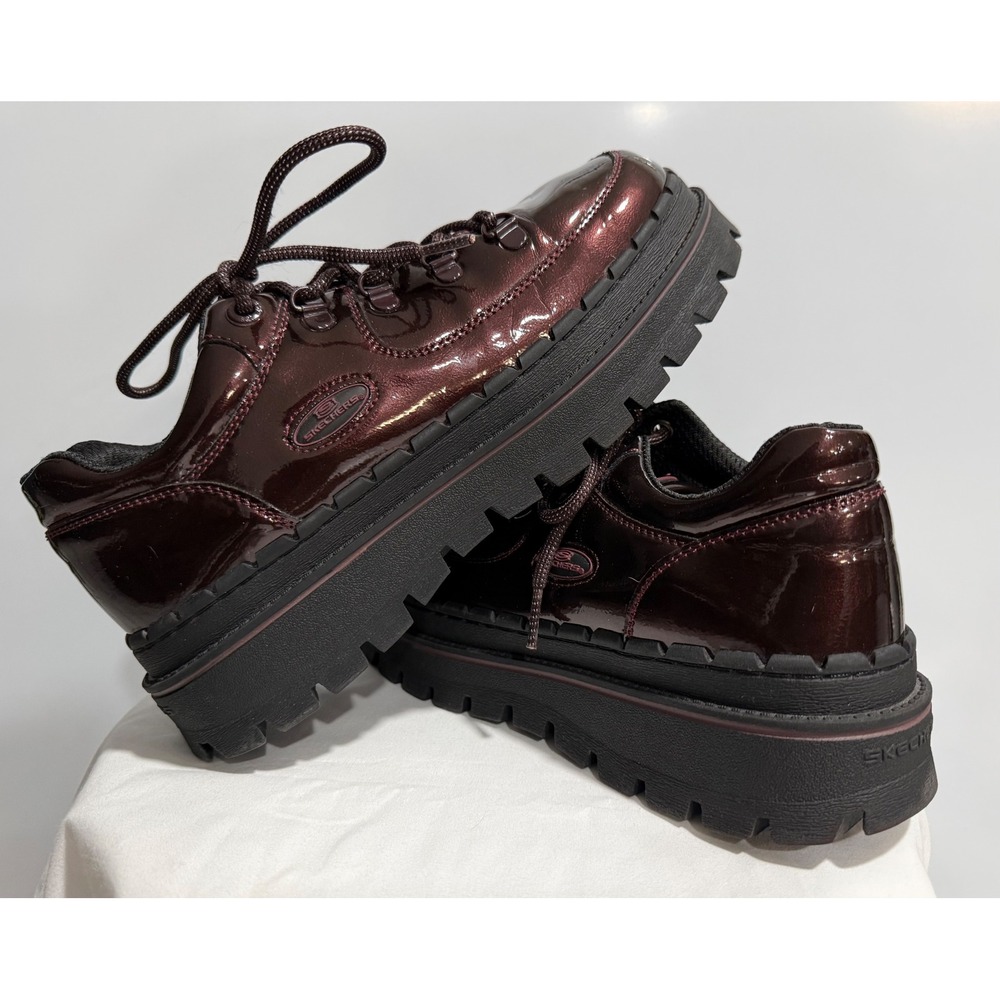 Skechers Jammers Burgundy Patent Platform Sneakers 167073 Womens 9.5 Lug Sole